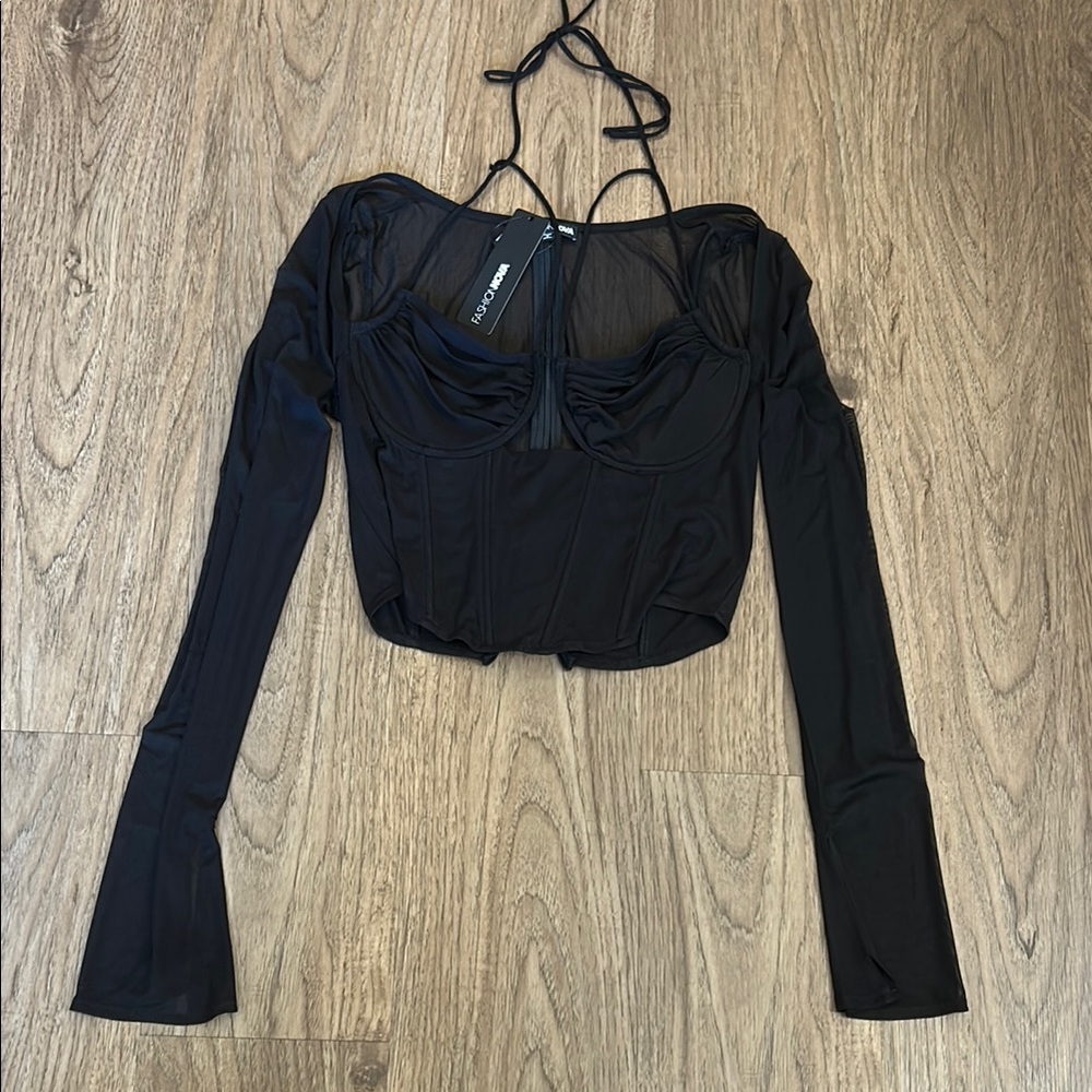 Elegant Black Long Sleeve Women's Top